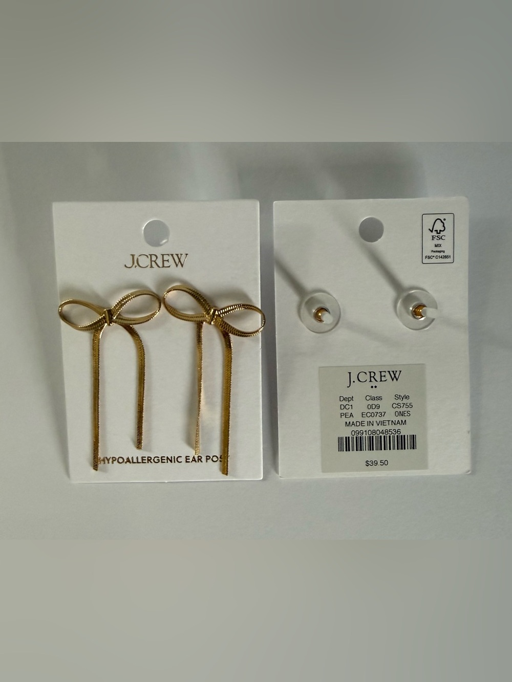Bundle of Two - J. Crew Gold Bow Dangle and Gold Bow Crystal Stud Earring Set - Picture 4 of 7